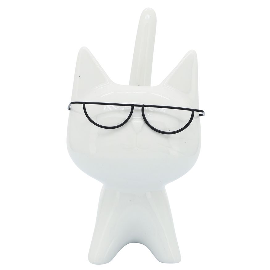 Sagebrook - 8" Porcelain Kitty With Glasses in White