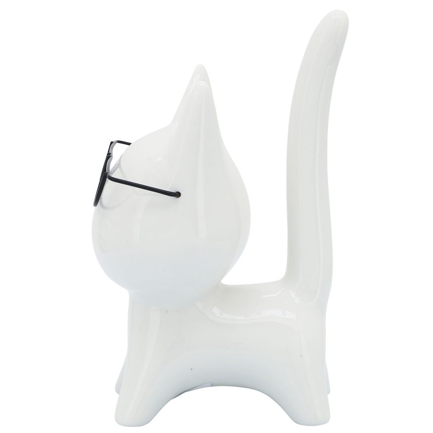 Sagebrook - 8" Porcelain Kitty With Glasses in White