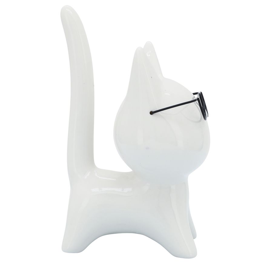 Sagebrook - 8" Porcelain Kitty With Glasses in White