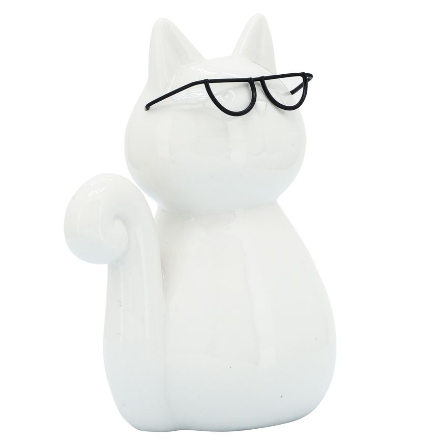 Sagebrook 8" Porcelain Cat With Glasses