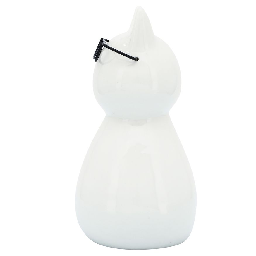 Sagebrook 8" Porcelain Cat With Glasses - White