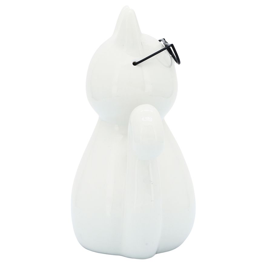 Sagebrook 8" Porcelain Cat With Glasses - White