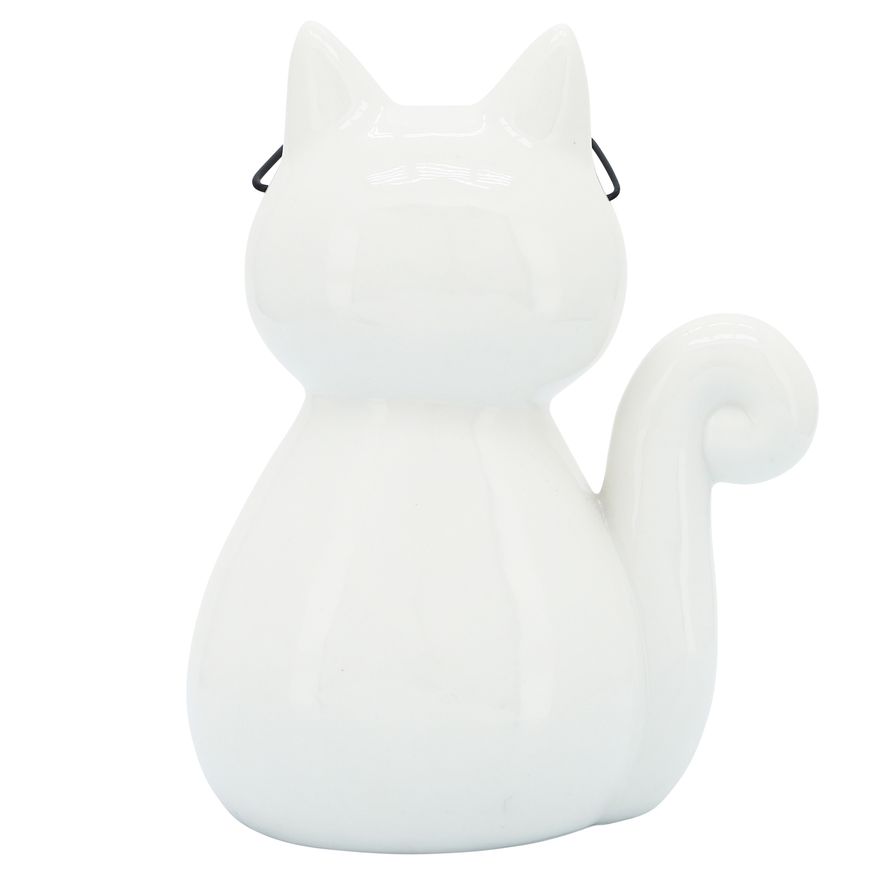 Sagebrook 8" Porcelain Cat With Glasses - White