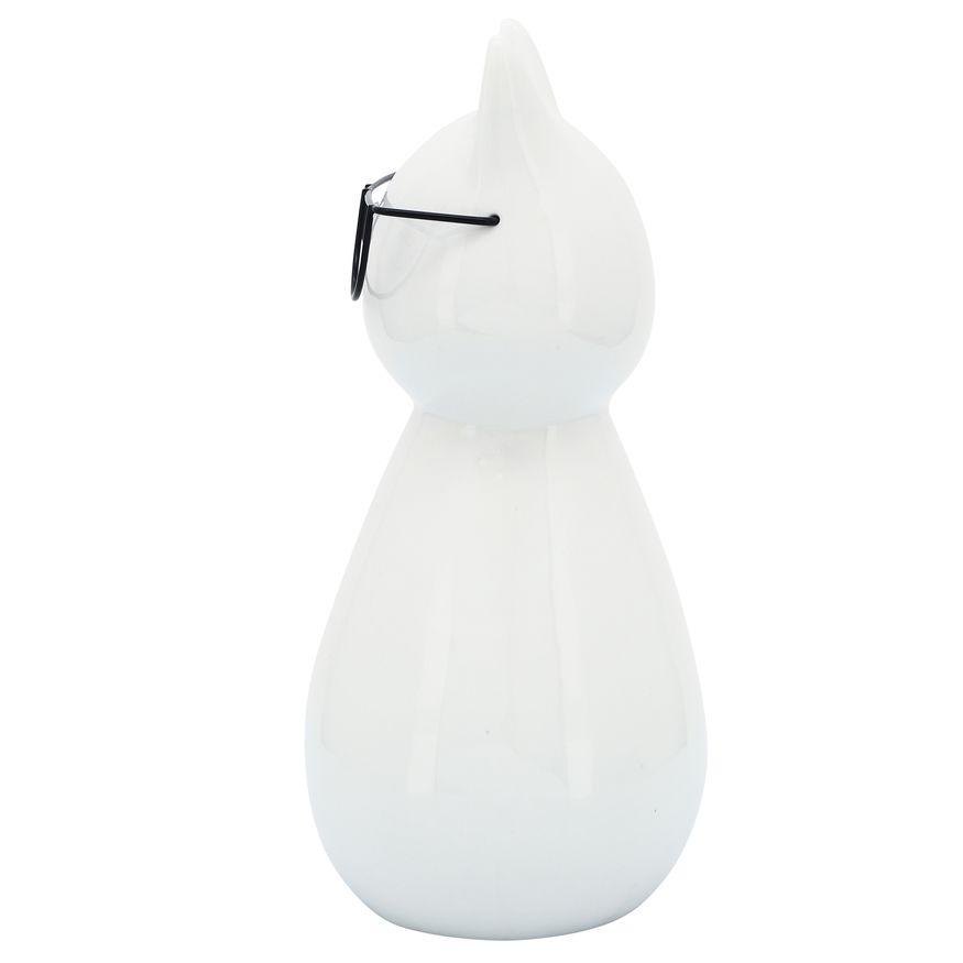 Sagebrook 7" Porcelain Cat With Glasses - White