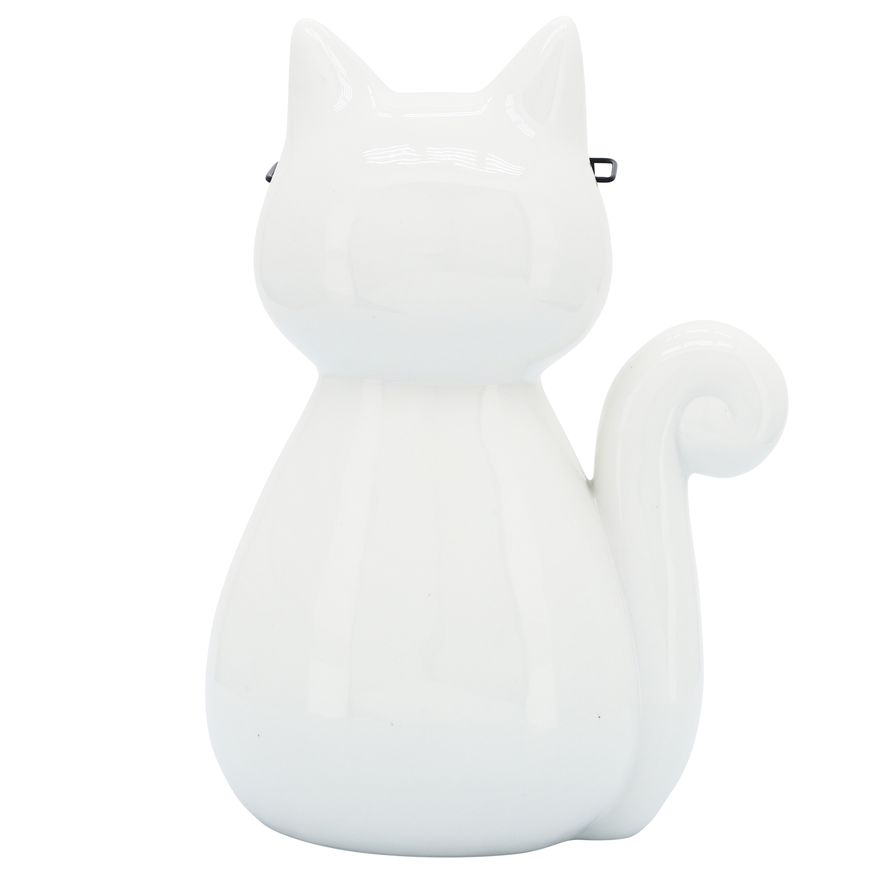 Sagebrook 7" Porcelain Cat With Glasses - White