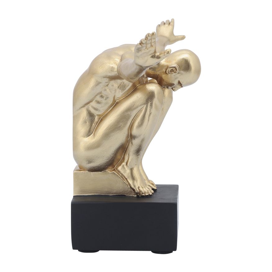 Sagebrook - 6" Resin Man Sculpture Bookend (Set Of 2) in Gold