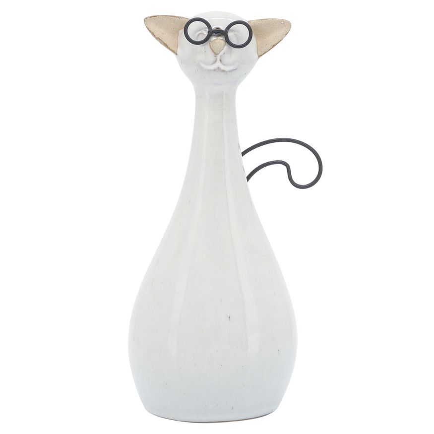 Sagebrook 10" Ceramic Chubby Cat With Glasses