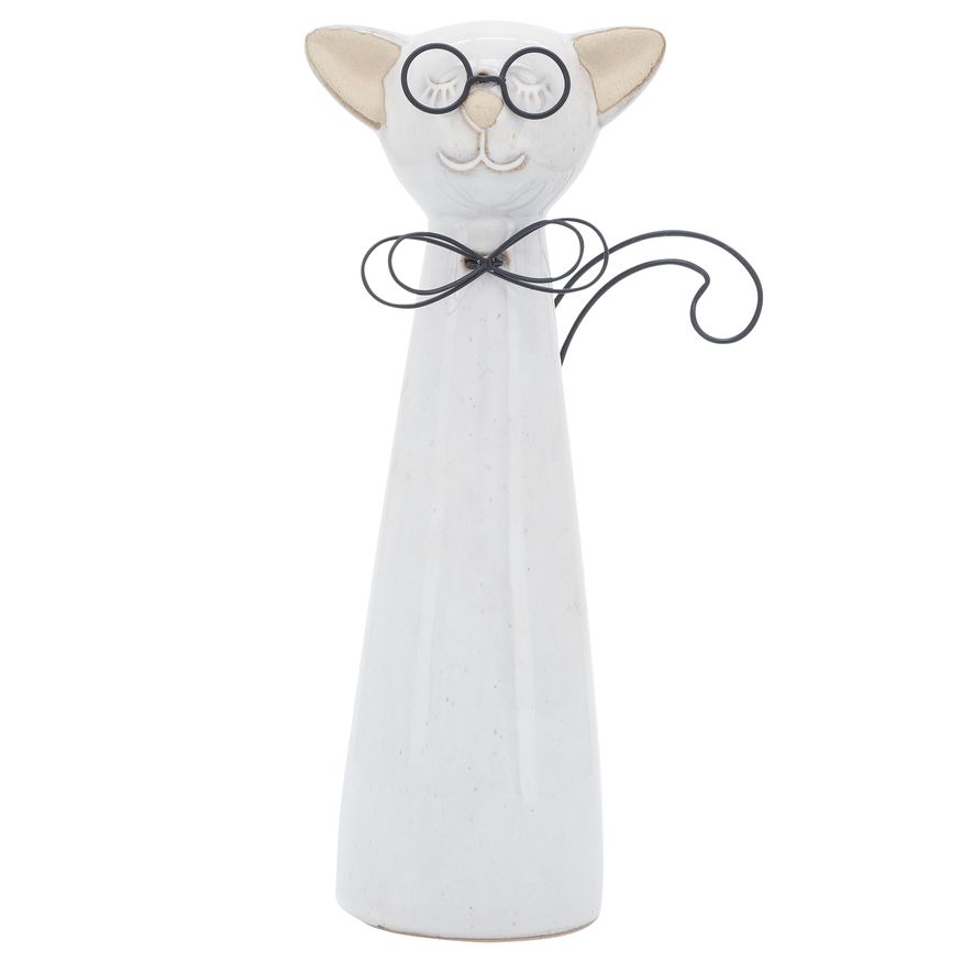 Sagebrook 11" Ceramic Cat With Glasses