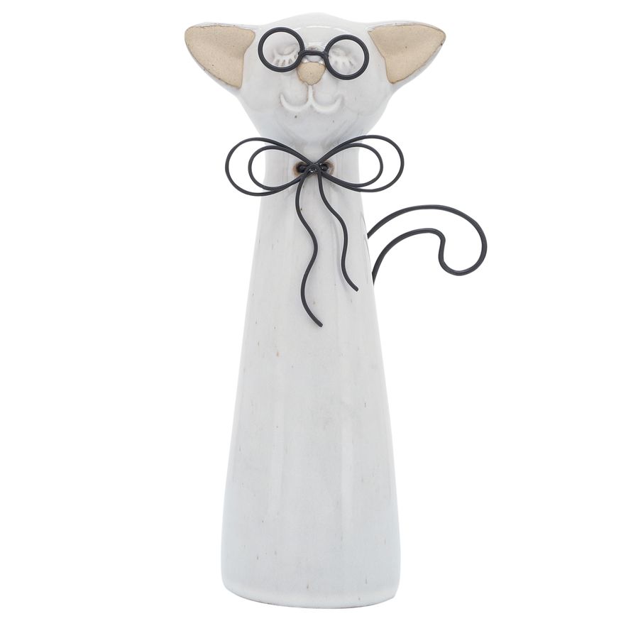 Sagebrook 11" Ceramic Cat With Glasses