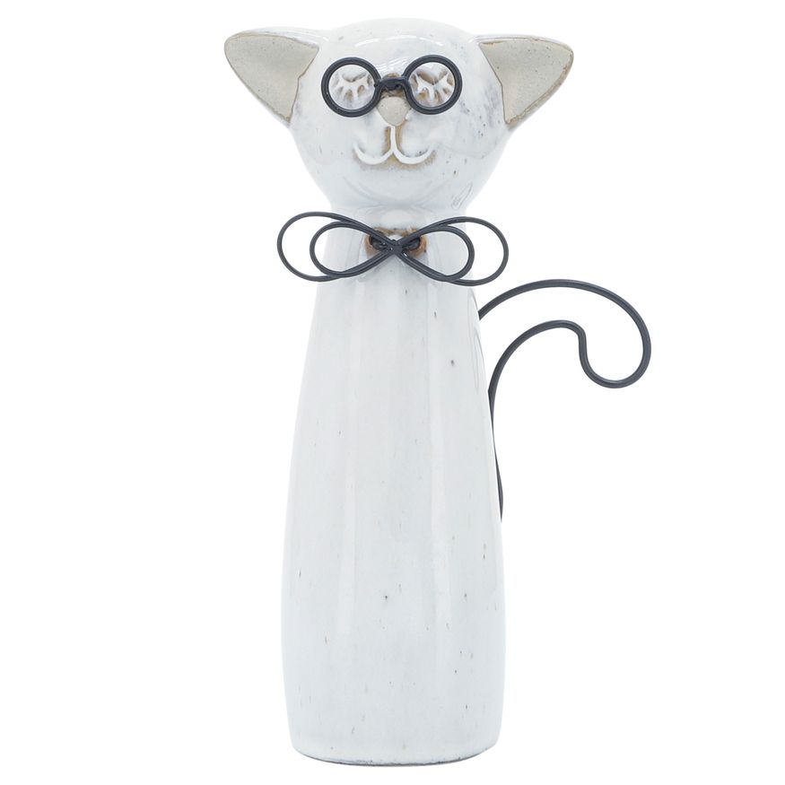 Sagebrook - 10" Ceramic Chubby Cat With Glasses