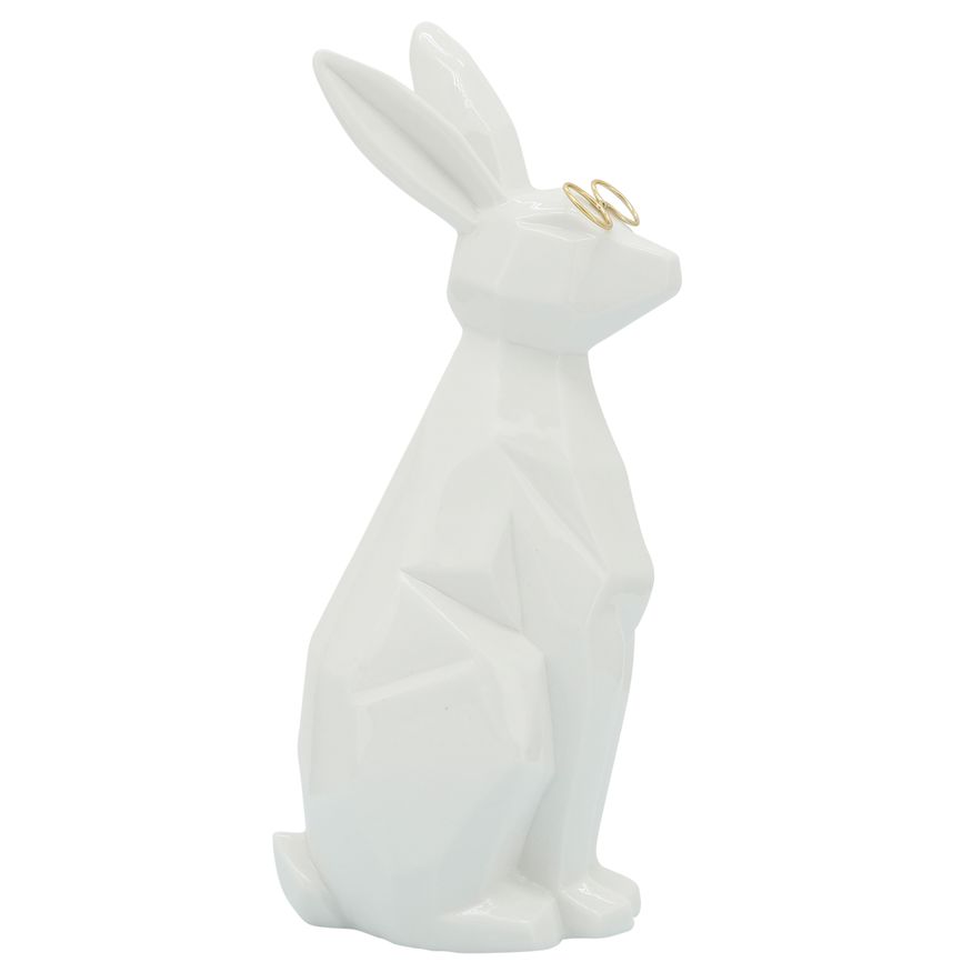 Sagebrook 11" Ceramic Bunny With Glasses - White/Gold