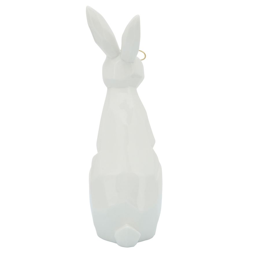 Sagebrook 11" Ceramic Bunny With Glasses - White/Gold