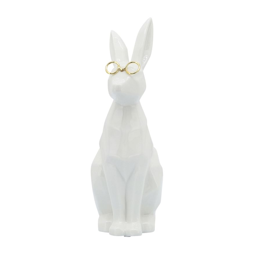 Sagebrook 11" Ceramic Bunny With Glasses