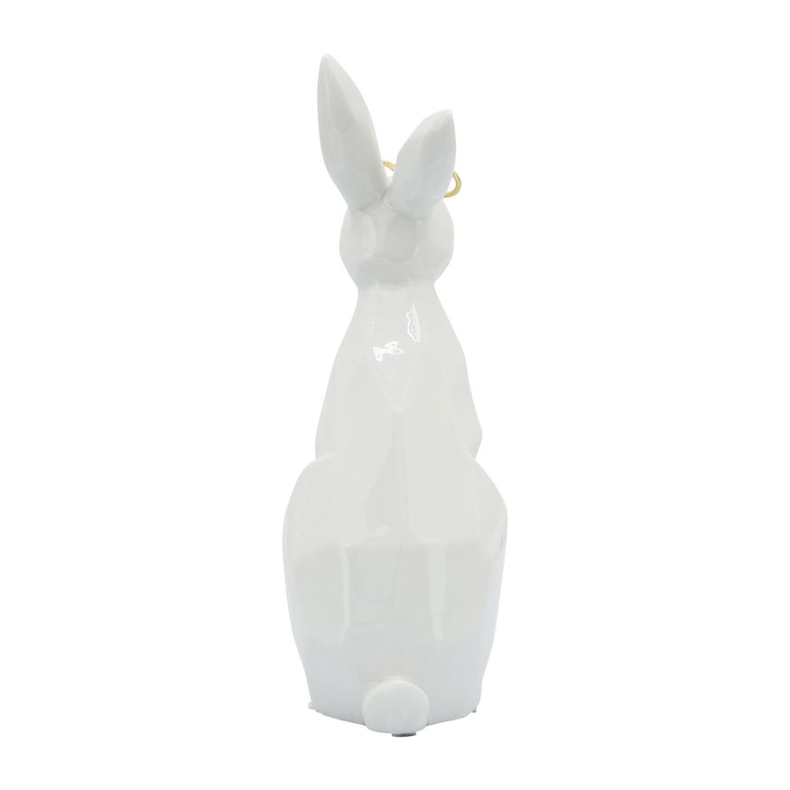 Sagebrook 9" Ceramic Bunny With Glasses - White/Gold