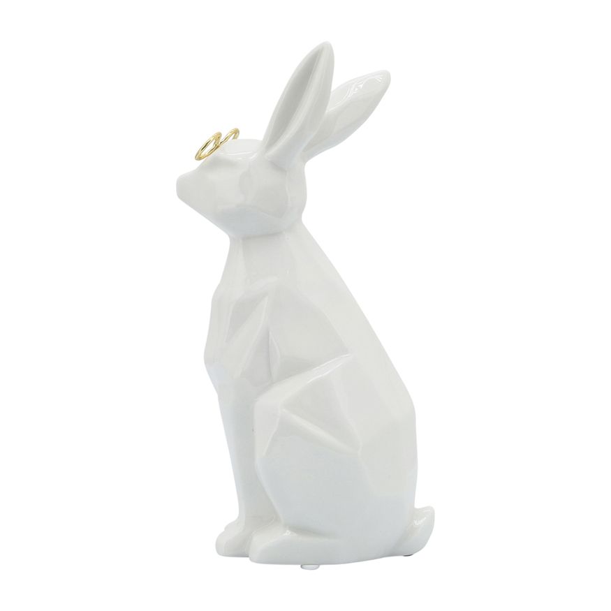 Sagebrook 9" Ceramic Bunny With Glasses - White/Gold