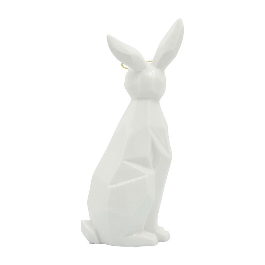 Sagebrook 11" Ceramic Sideview Bunny With Glasses - White/Gold