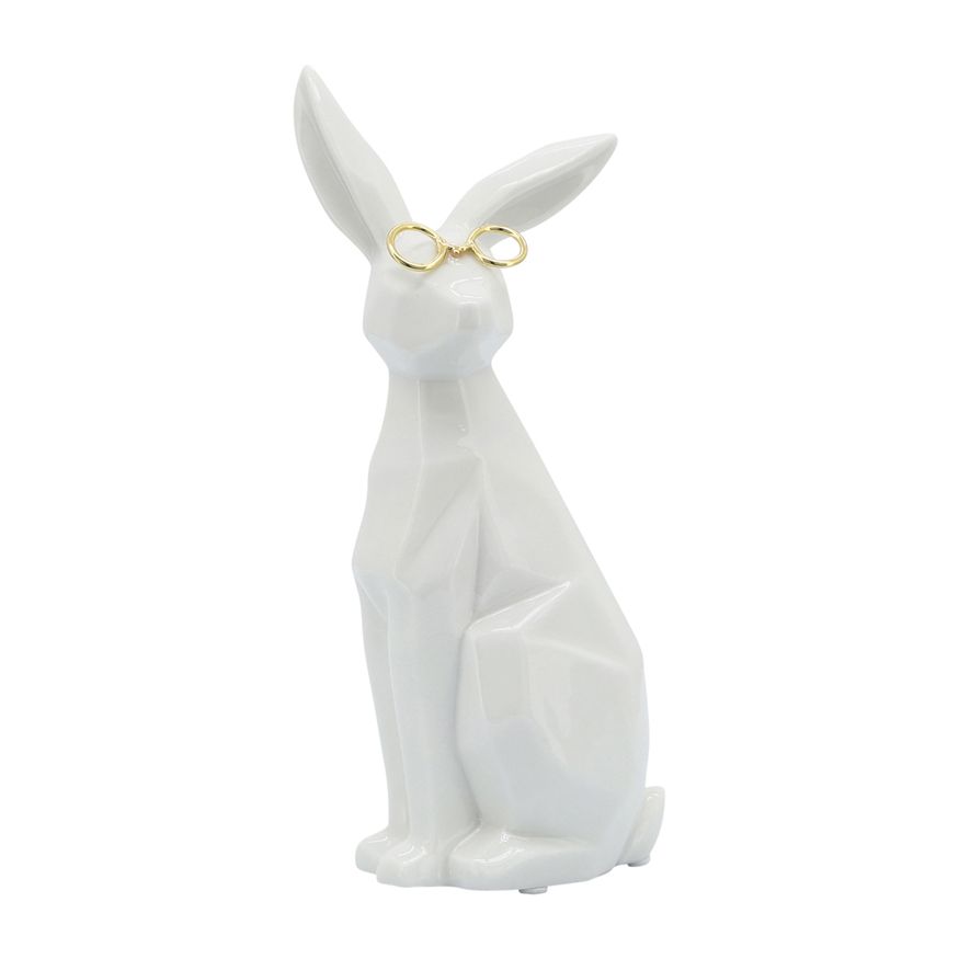 Sagebrook 11" Ceramic Sideview Bunny With Glasses