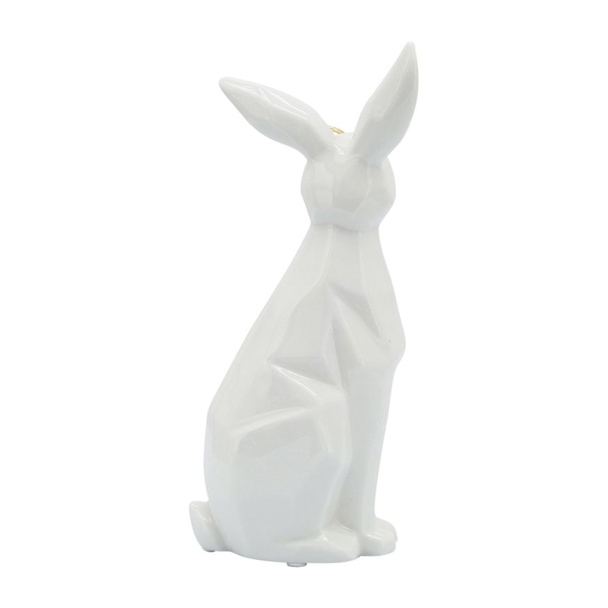 Sagebrook 8" Ceramic Sideview Bunny With Glasses - White/Gold