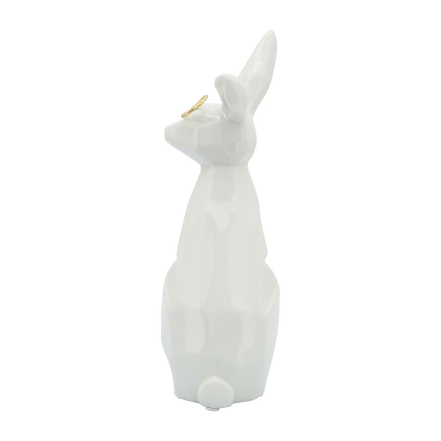 Sagebrook 8" Ceramic Sideview Bunny With Glasses - White/Gold