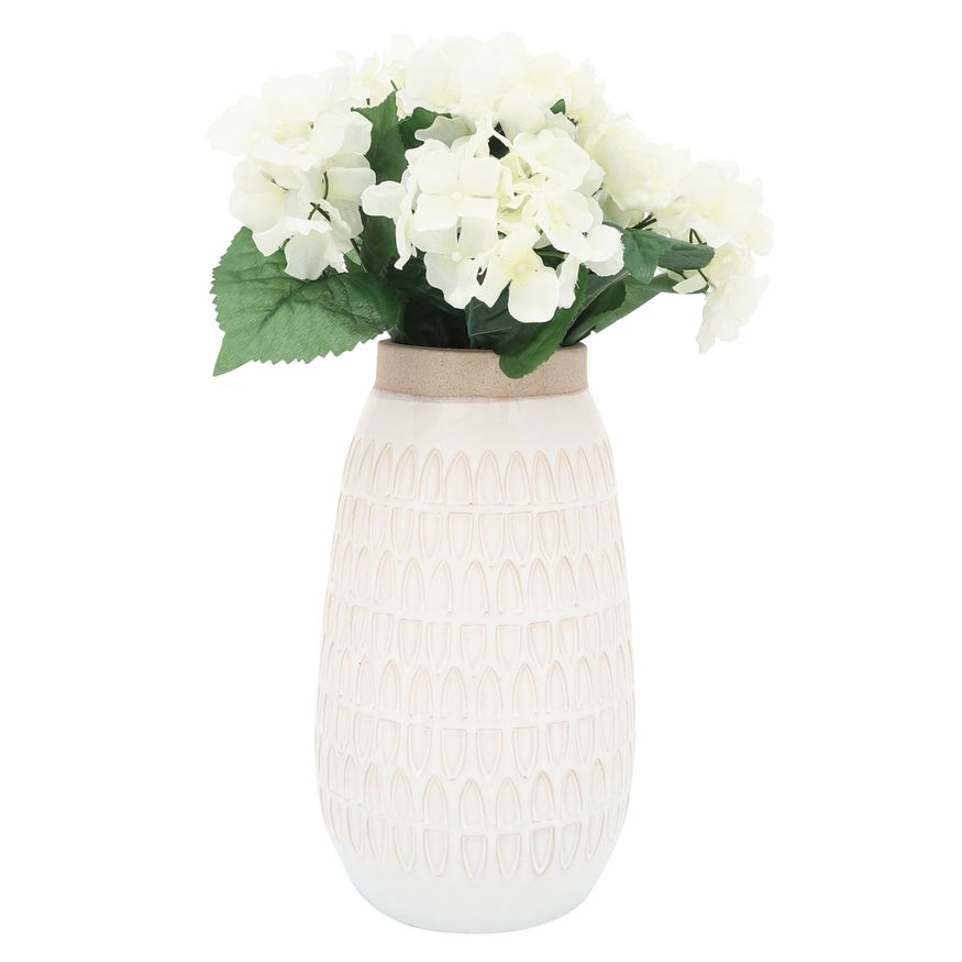 Sagebrook 12" Ceramic Carved Vase - Beige