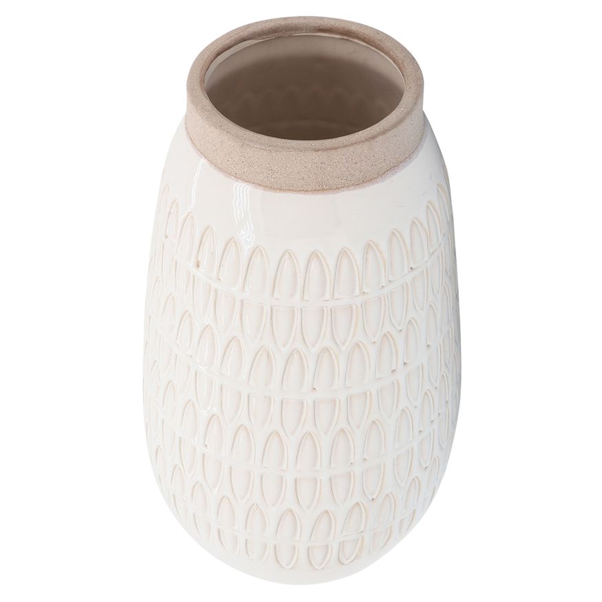 Sagebrook 12" Ceramic Carved Vase - Beige