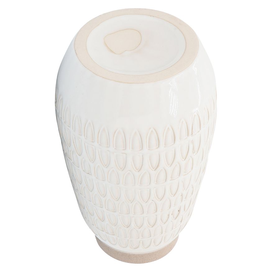 Sagebrook 12" Ceramic Carved Vase - Beige