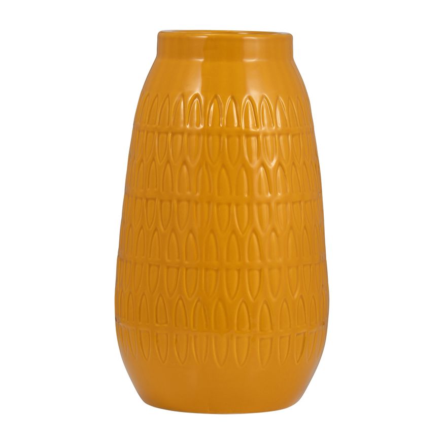 Sagebrook™ 12" Ceramic Carved Vase - Mustard Gold