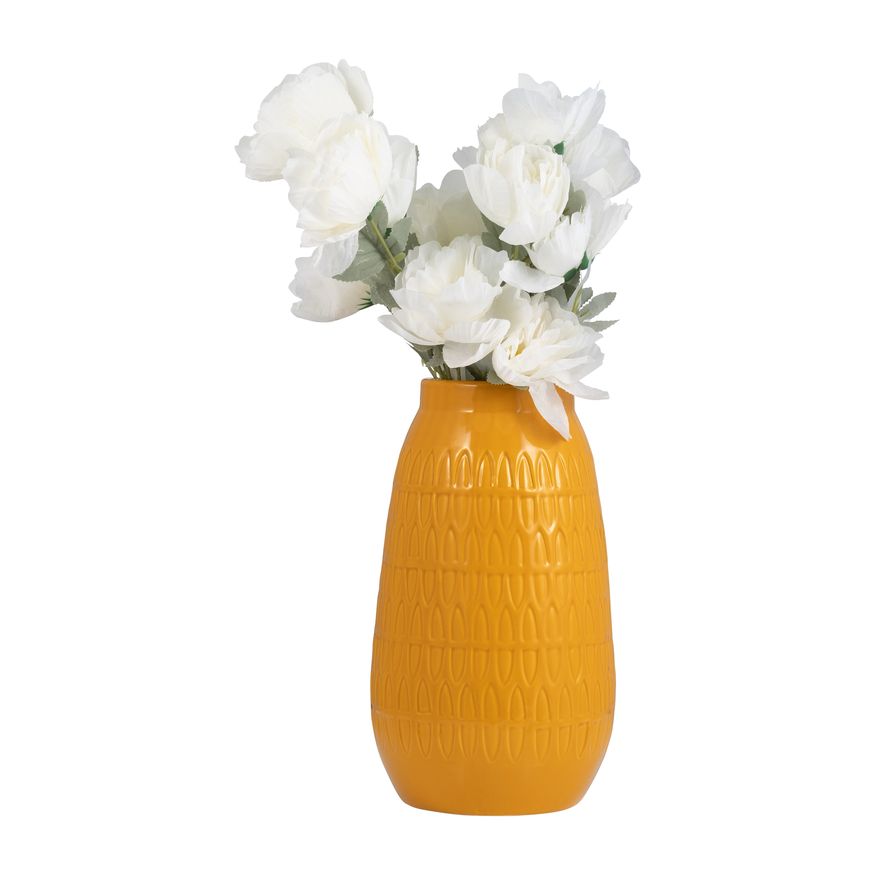 Sagebrook™ 12" Ceramic Carved Vase - Mustard Gold