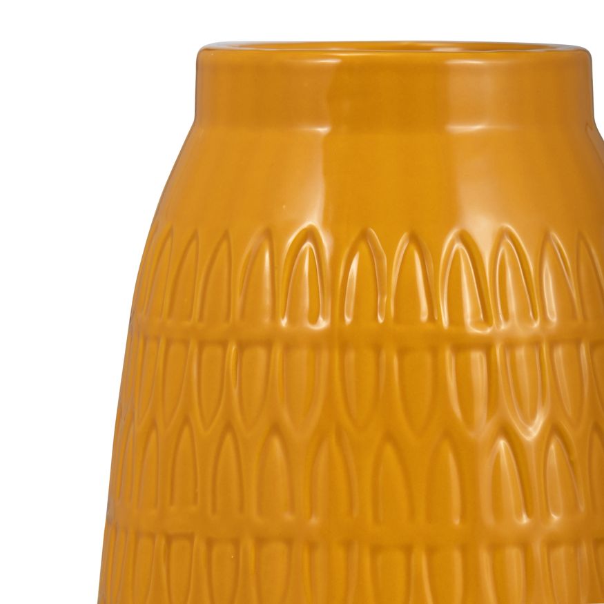 Sagebrook™ 12" Ceramic Carved Vase - Mustard Gold