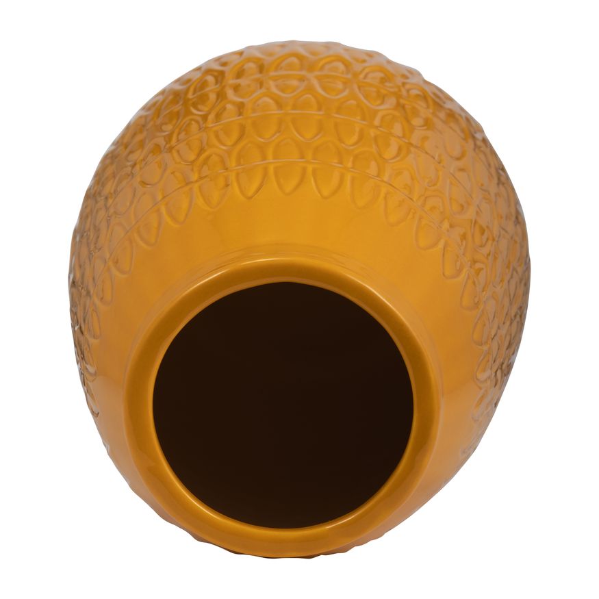 Sagebrook™ 12" Ceramic Carved Vase - Mustard Gold