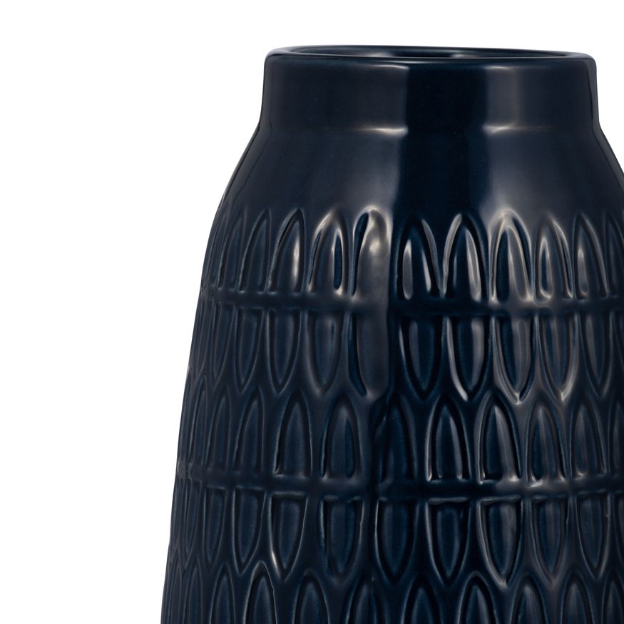 Sagebrook 10" Ceramic Carved Vase - Navy Blue