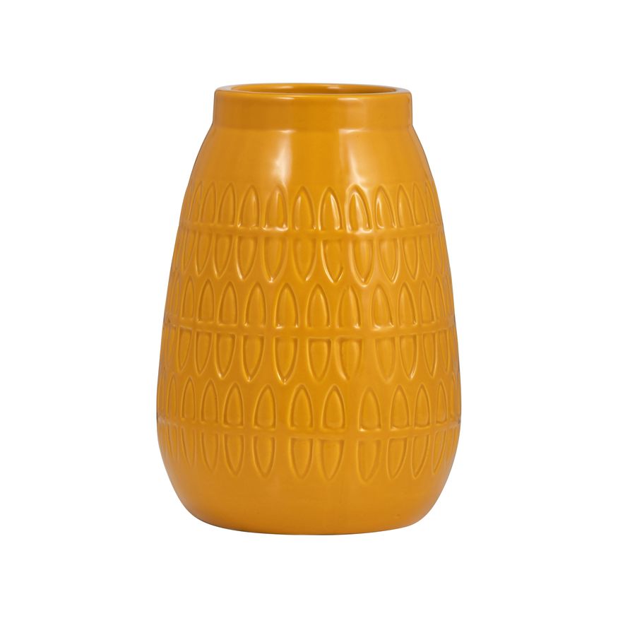 Sagebrook™ 8" Ceramic Carved Vase - Mustard Gold