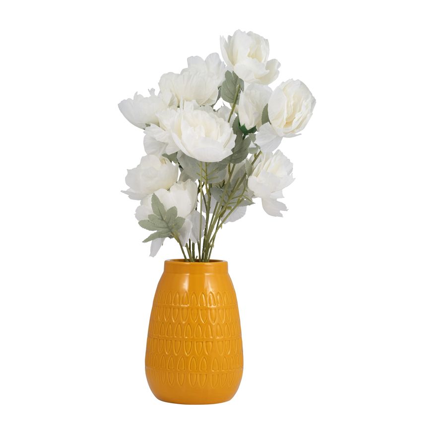 Sagebrook™ 8" Ceramic Carved Vase - Mustard Gold