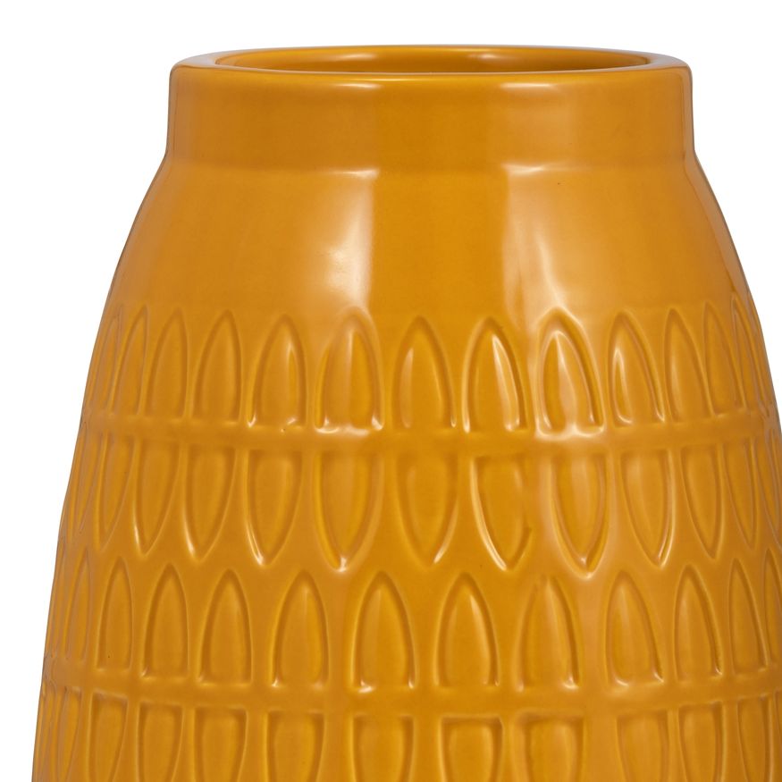 Sagebrook™ 8" Ceramic Carved Vase - Mustard Gold