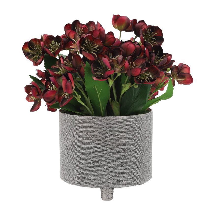 Sagebrook™ 6"/8" Footed Scratched Ceramic Planters (Set Of 2) - Silver