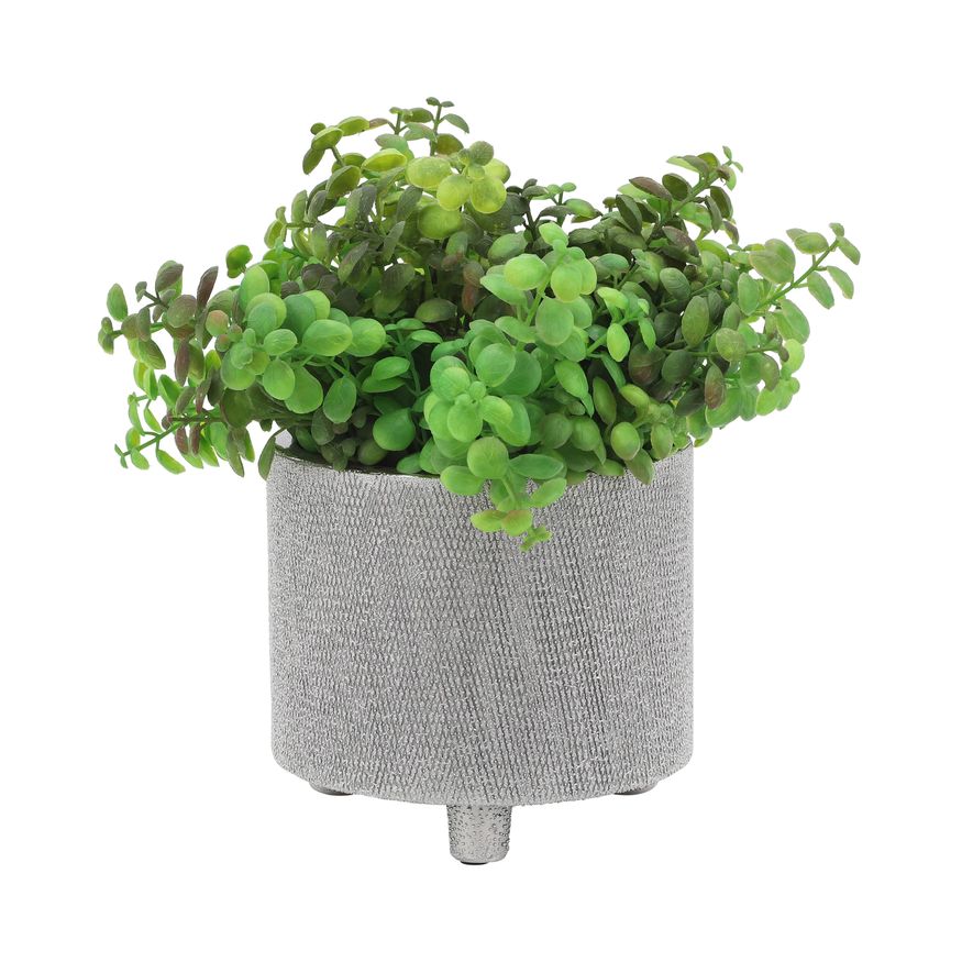 Sagebrook™ 6"/8" Footed Scratched Ceramic Planters (Set Of 2) - Silver