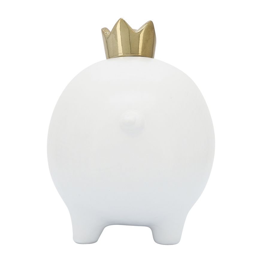 Sagebrook 8" Ceramic Pig With Crown - White