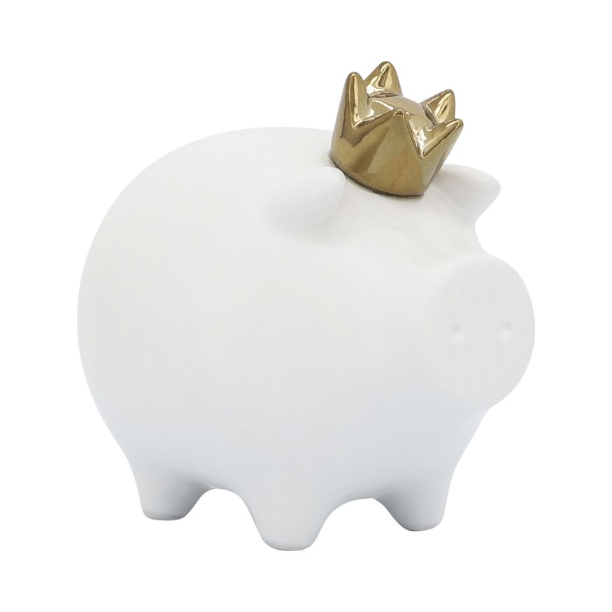 Sagebrook 8" Ceramic Pig With Crown