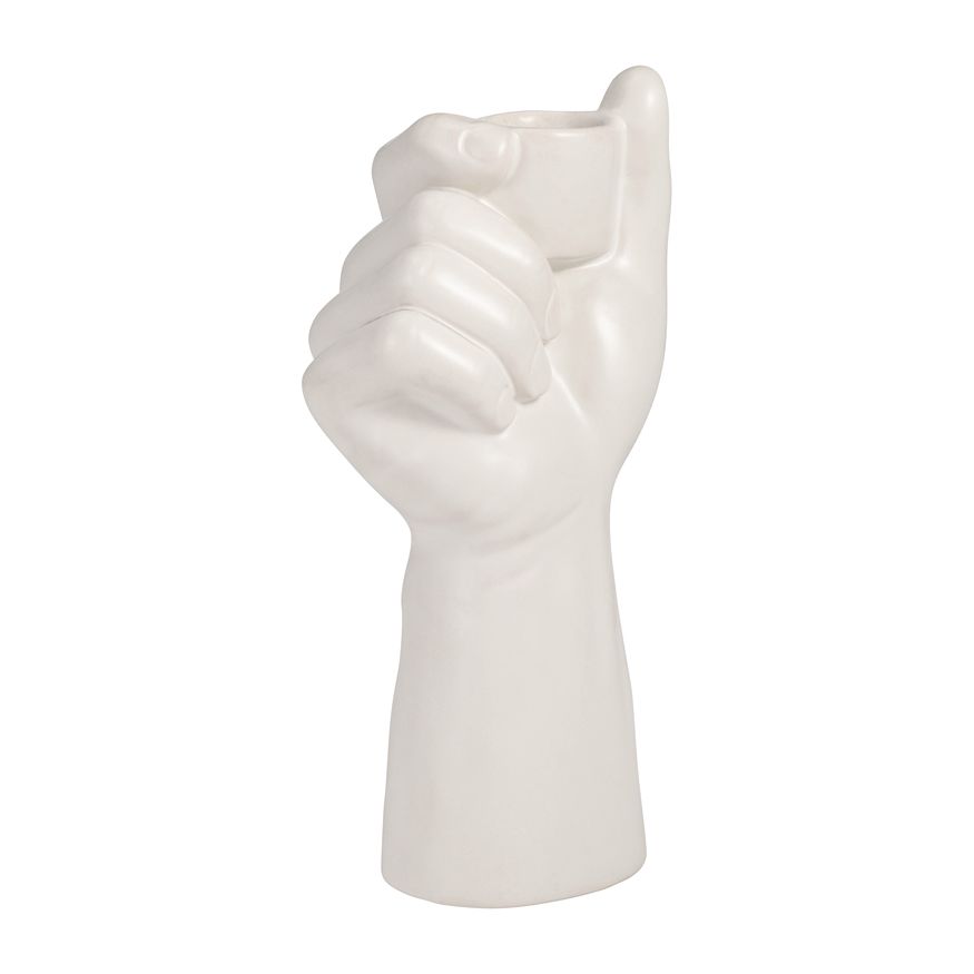 Sagebrook - 8" Ceramic Hand Candle Holder in White