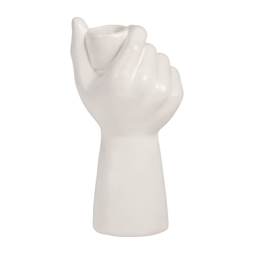 Sagebrook - 8" Ceramic Hand Candle Holder in White