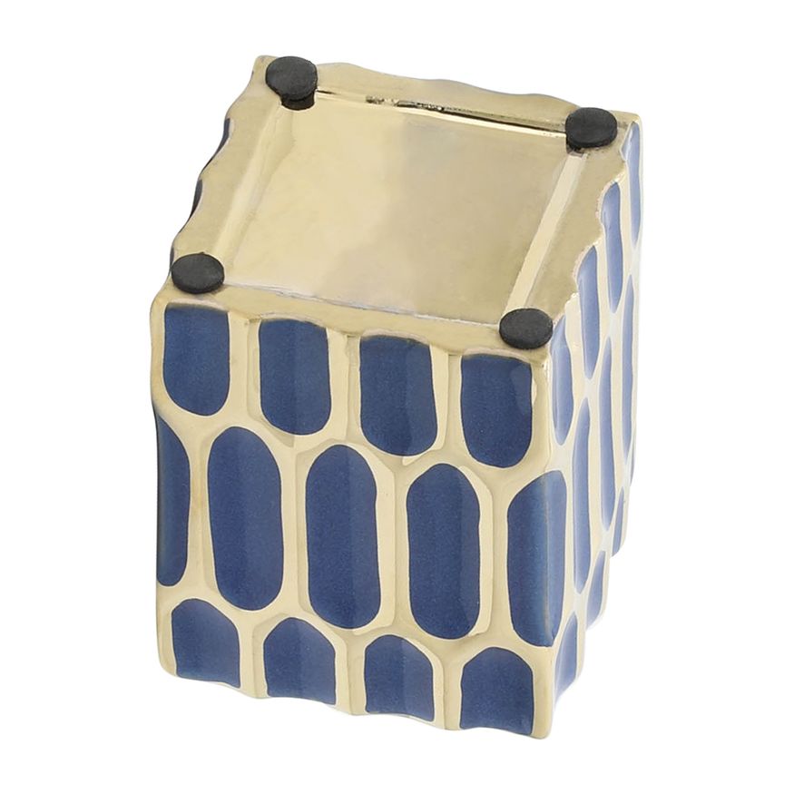 Sagebrook 4" Ceramic Pen Holder - Blue/Gold