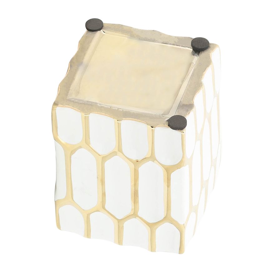 Sagebrook 4" Ceramic Pen Holder - White/Gold