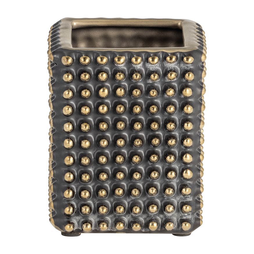 Sagebrook - 4" Ceramic Spikey Pen Holder in Black/Gold