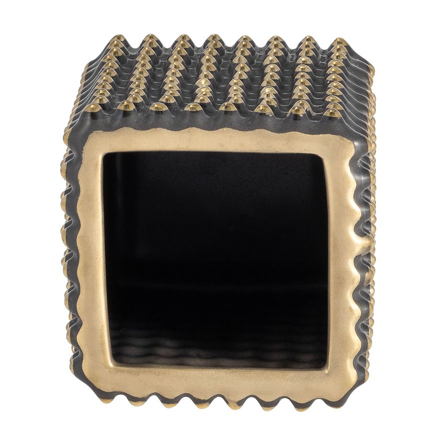 Sagebrook - 4" Ceramic Spikey Pen Holder in Black/Gold