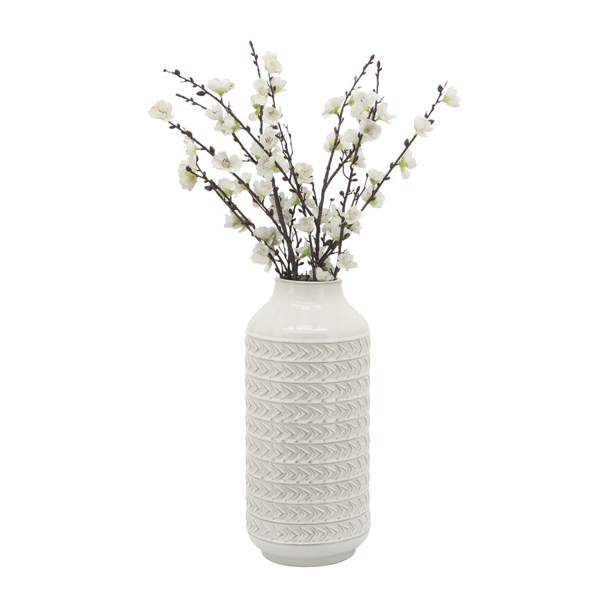 Sagebrook 16" Ceramic Aztec Vase - Ivory