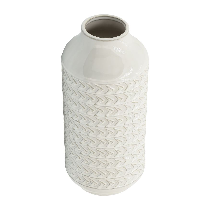 Sagebrook 16" Ceramic Aztec Vase - Ivory