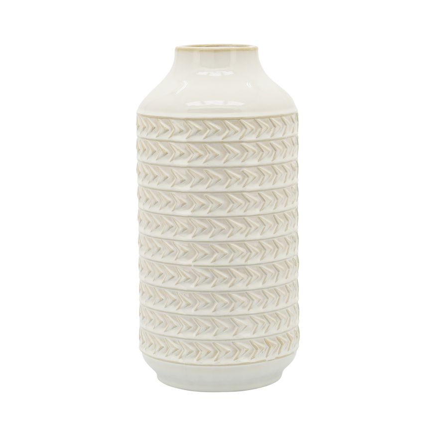 Sagebrook 13" Ceramic Aztec Vase - Ivory