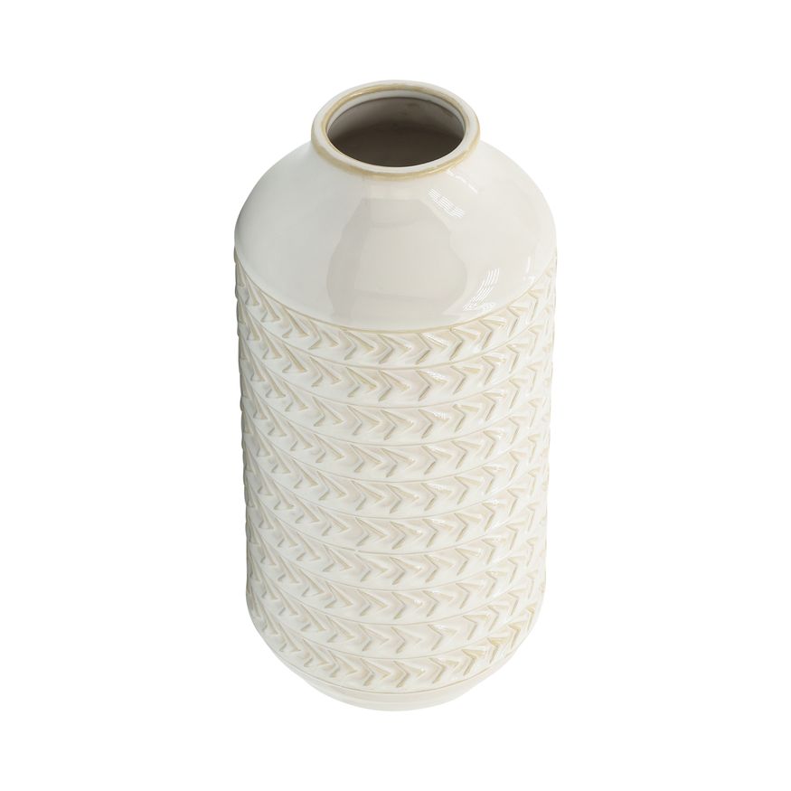 Sagebrook 13" Ceramic Aztec Vase - Ivory