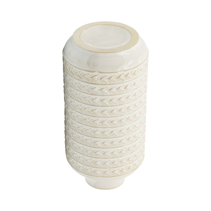 Sagebrook 13" Ceramic Aztec Vase - Ivory