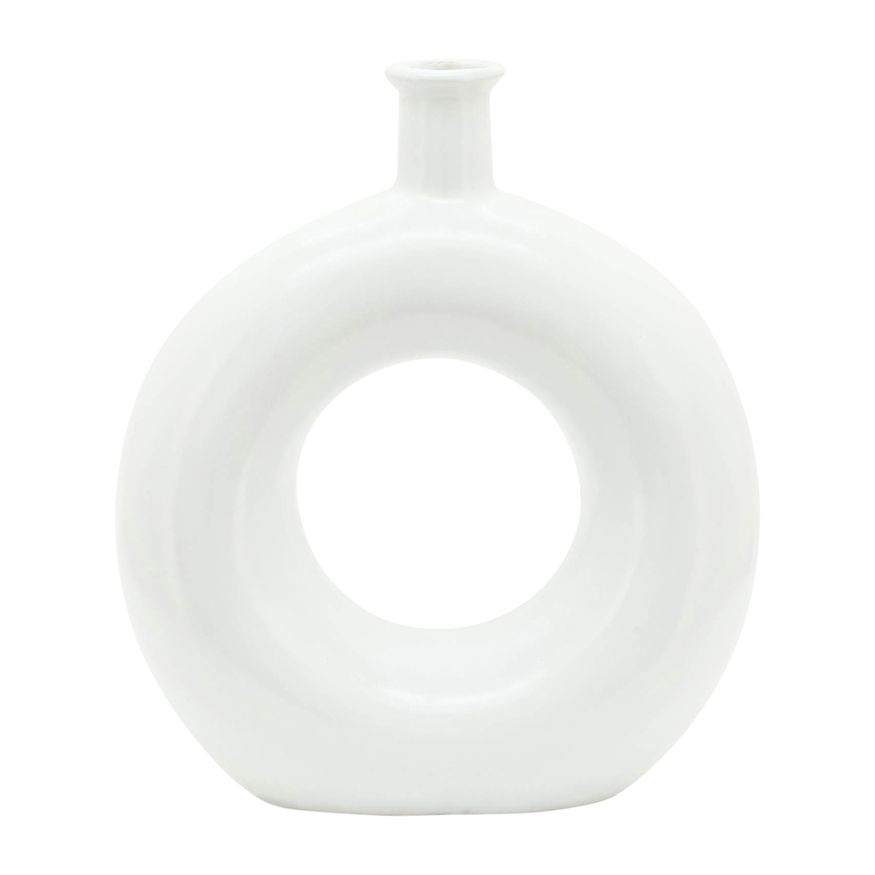 Sagebrook 8" Ceramic Round Cut-out Vase - White